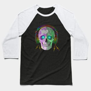 SKULL WITH HEADPHONES Baseball T-Shirt